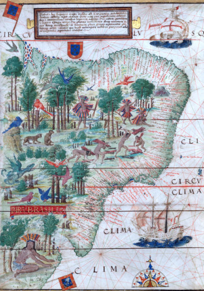 Mapa do Brasil que tem origem no Atlas Português de 1519, conhecido como Atlas Miller. Original na Biblioteca Nacional da França. (2)